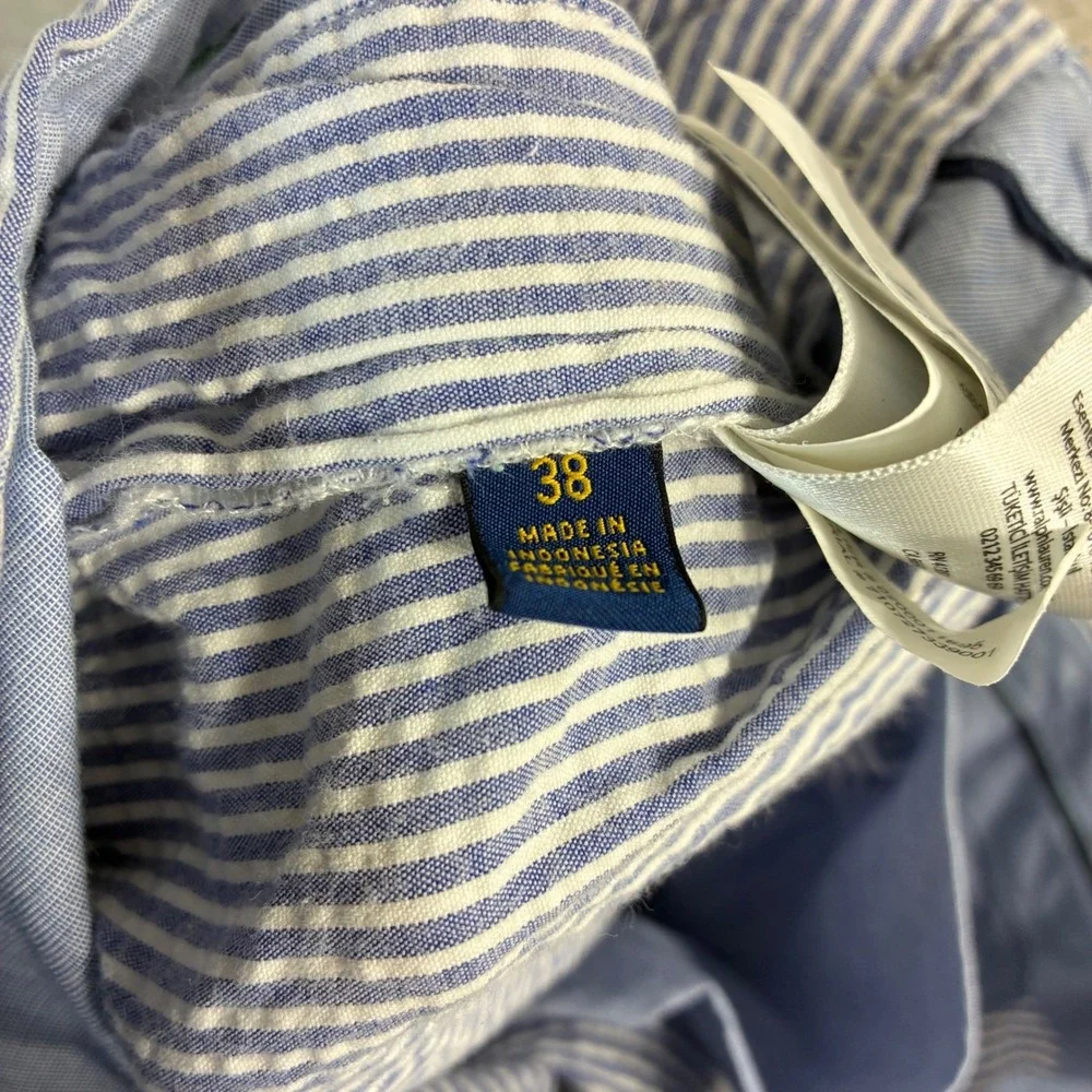 Polo Ralph Lauren Seersucker Chino‎ Shorts Men 38x8 Blue Stretch Preppy Summer